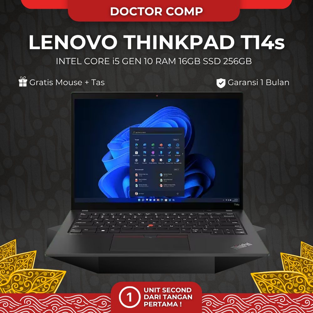 Laptop Lenovo Thinkpad T14 T14s AMD RYZEN 5 Ram 16 SSD 256GB Laptop Second Berkualitas | Harga Hemat