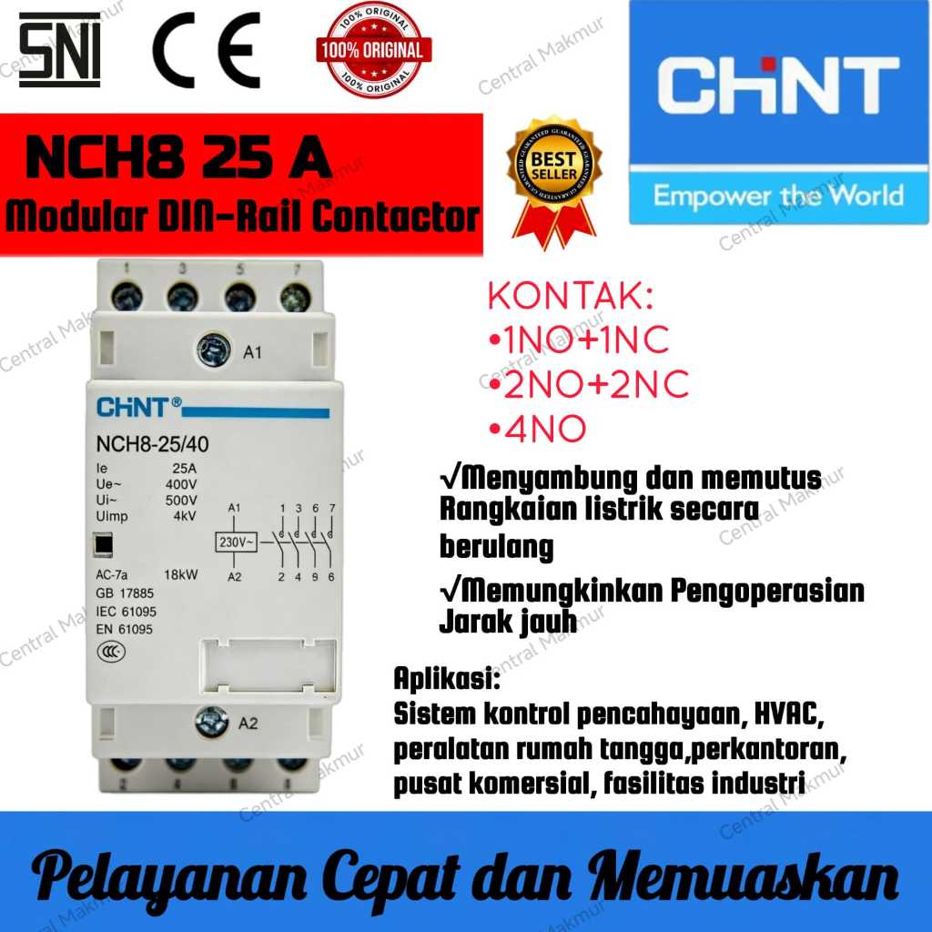 ORIGINAL CHINT Kontaktor/Contactor 1PHASE 25A NCH8-25/11 1NO+1NC