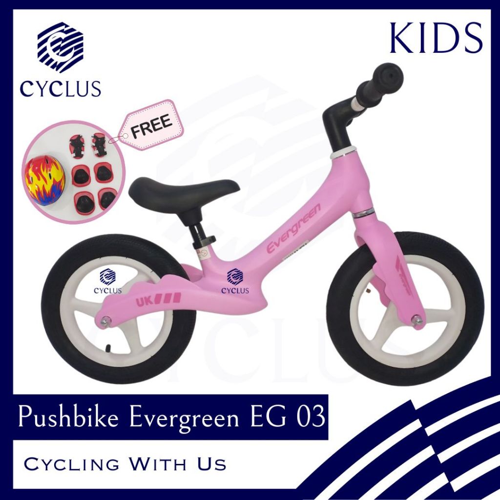 Sepeda Pushbike Balance Bike Evergreen EG03 EG 03 Terbaru Vintage Retro Ada Bonus