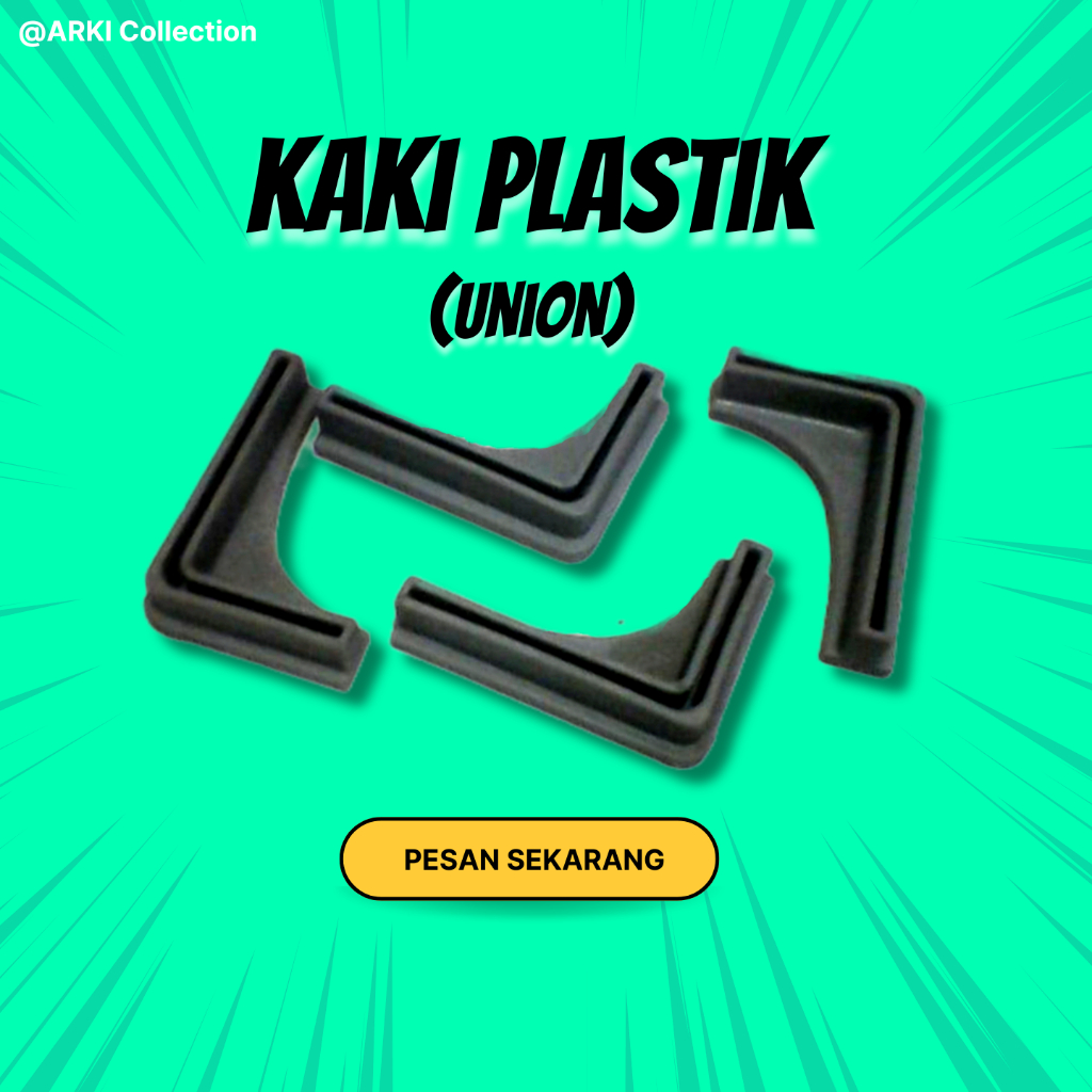 Kaki Plastik Union Rak Besi Siku Lubang - Alas Sudut Rak Besi Anti Slip Anti Gores Hitam Satuan