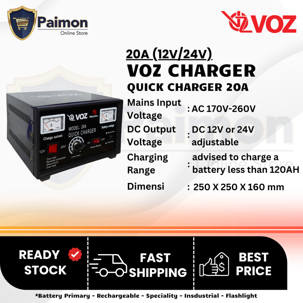 VOZ CHARGER AKI 20A | CHARGER 12V 24V | CHARGER AKI 20A