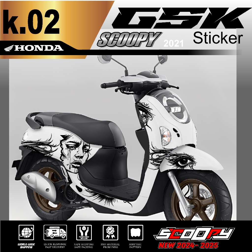 DECAL STIKER MOTOR SCOOPY TAHUN 2026,MOTIF  GAMBAR KEREN K.02