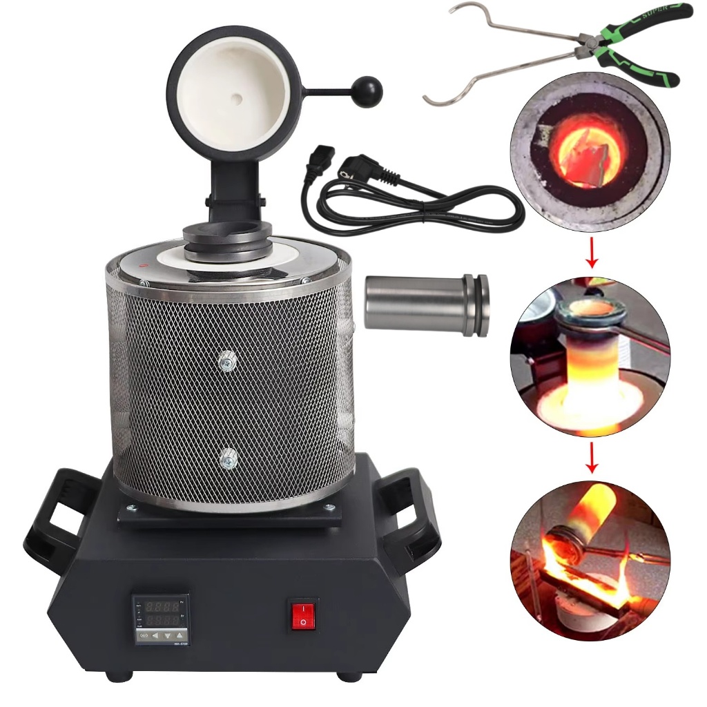 Tungku Peleburan Emas/Alat Lebur Logam/1150°C Mesin Tungku Listrik/Mesin Lebur Logam Perak Tembaga/E