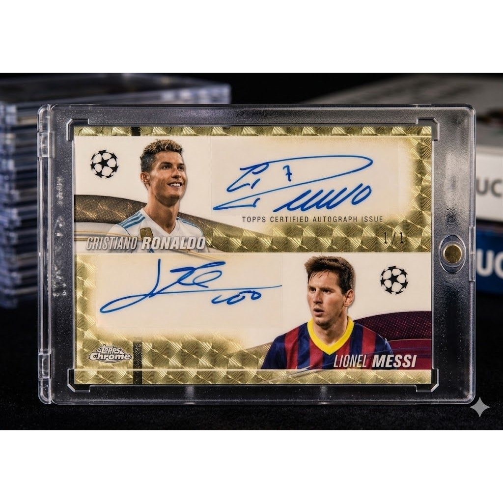 Fullprint Replica Kartu Mainan Anak Jadul Bola tanda tangan Messi, Ronaldo