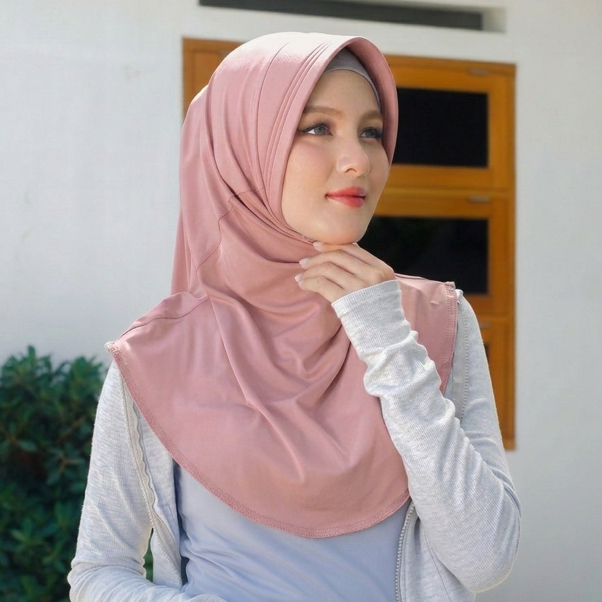 Hijab Sport Pinguin I Bergo Sport Oval I Jilbab Olahraga I Fawazal Sport