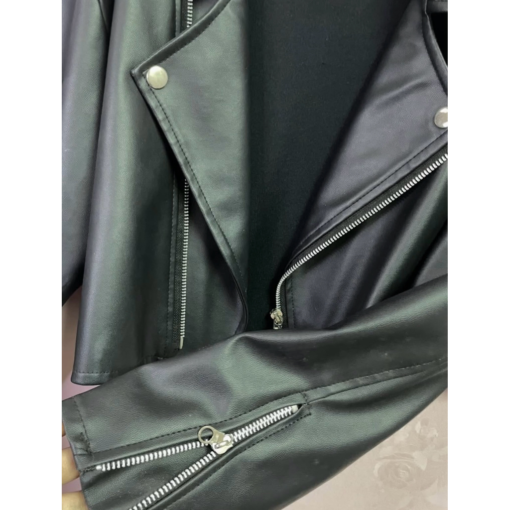 one set jacket lether dan rok leather