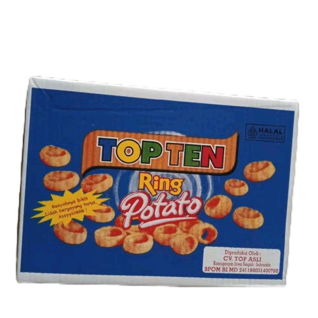 (KEMASAN BARU) 1 DUS SNACK JADUL TOP TEN RING KEMASAN ISI 2 RENCENG X 10 PCS murce