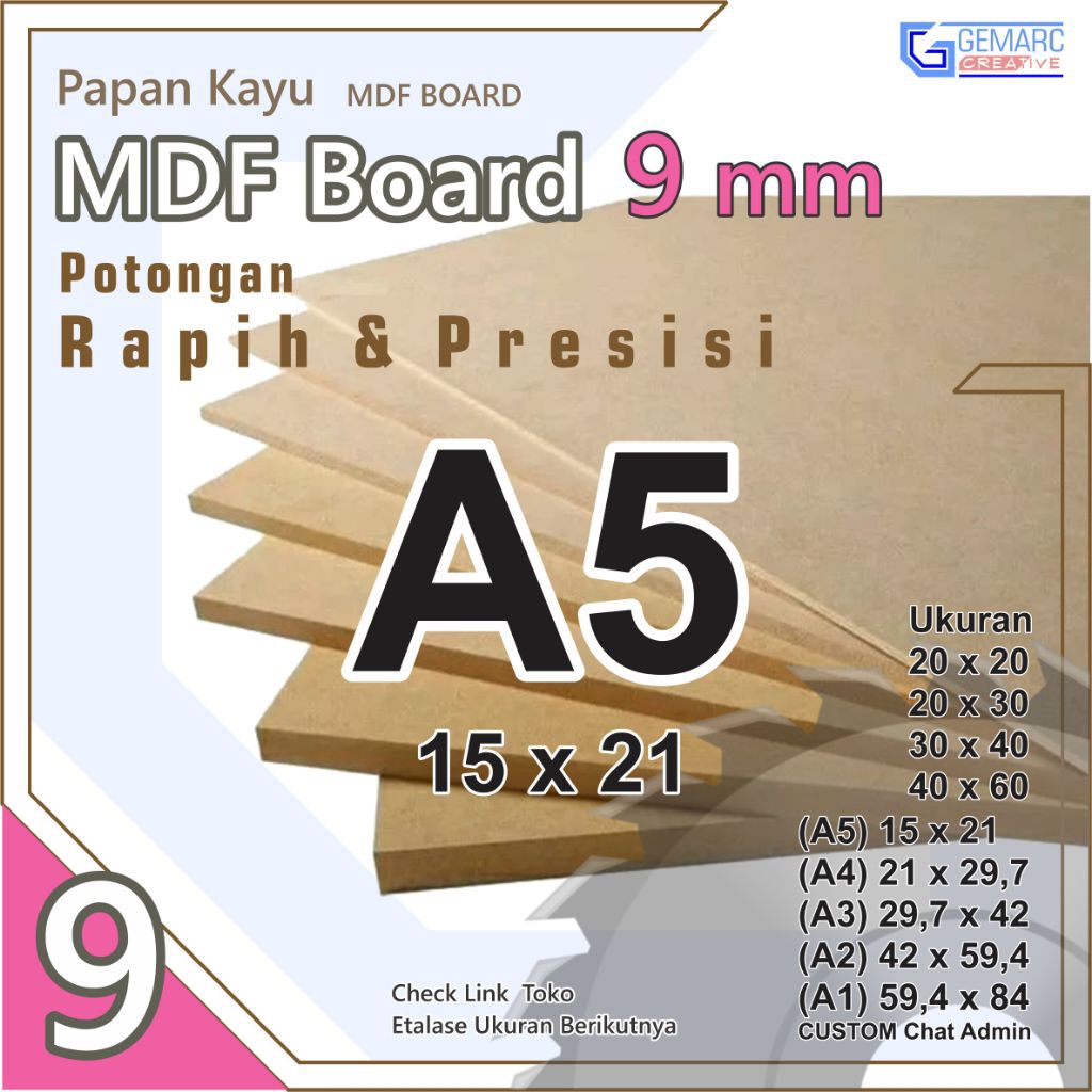 Mdf A5 - Mdf 9mm Ukuran A5