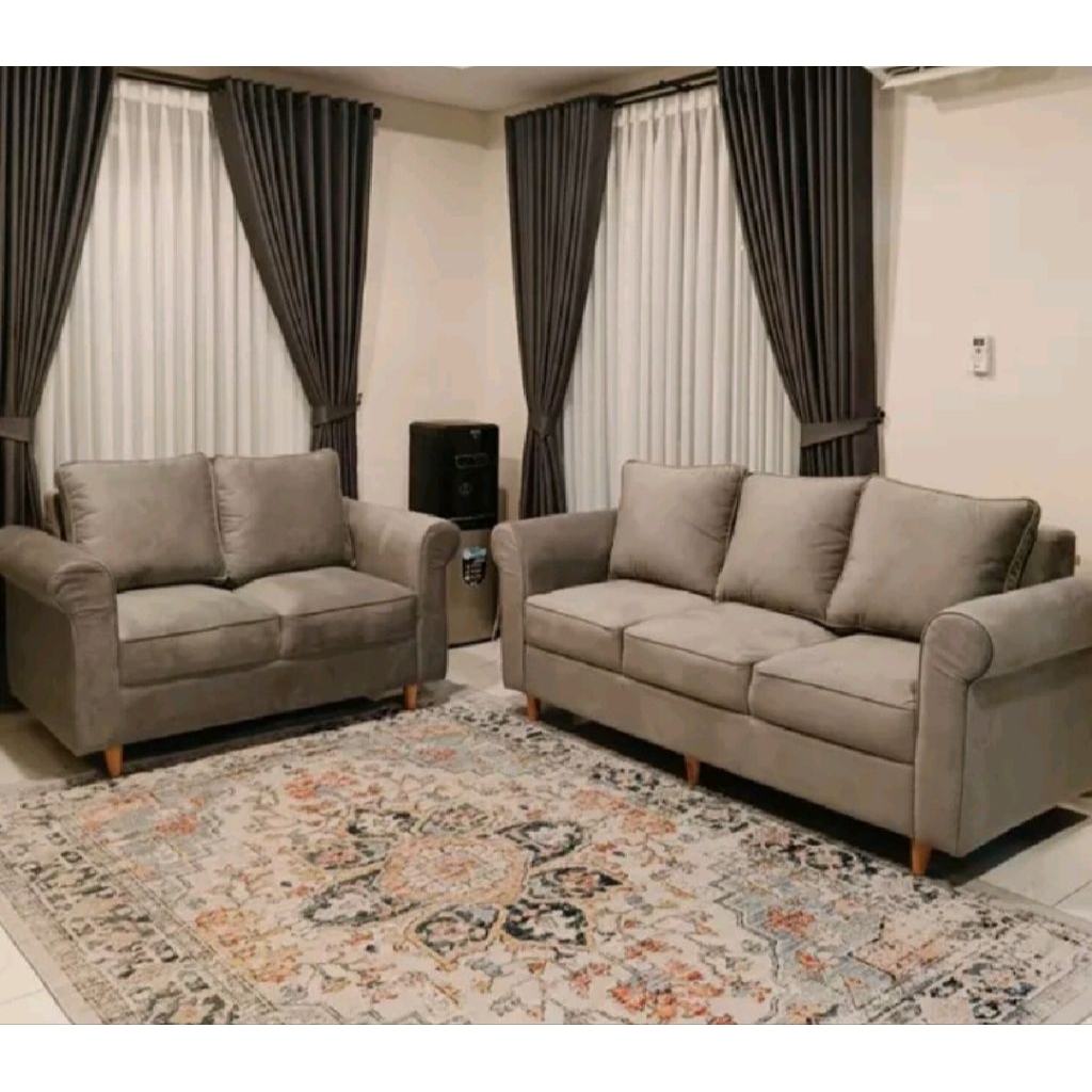 Sofa minimalis, sofa minimalis kaki kayu , sofa 3 + 2