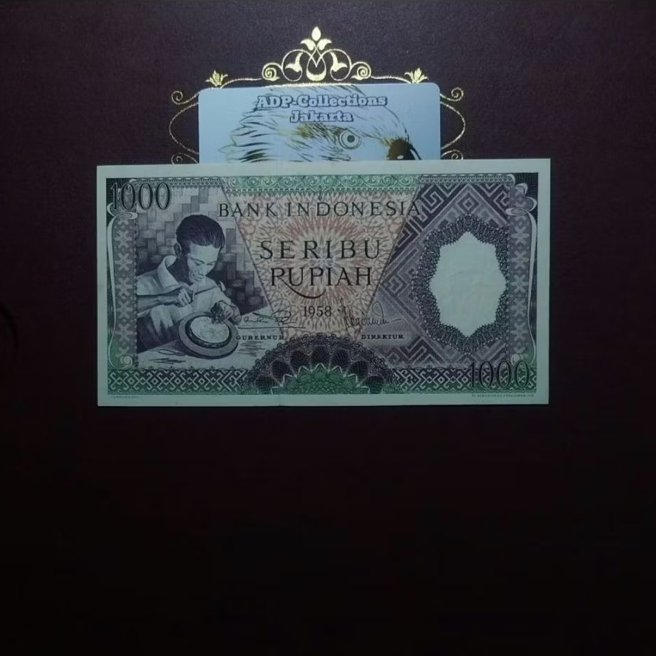 Uang Kuno 1000 Rupiah Pekerja Hijau Tahun 1958