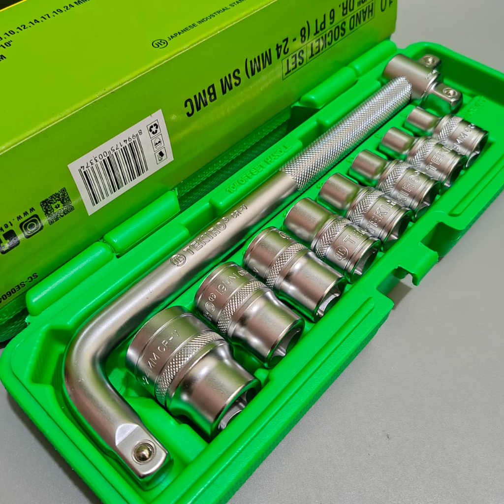 TEKIRO 1/2 INCH SET 6 PT 8 - 24 MM PLASTIK 10 PCS / KUNCI SOCK SET / Kunci Pas Sok Set Lengkap