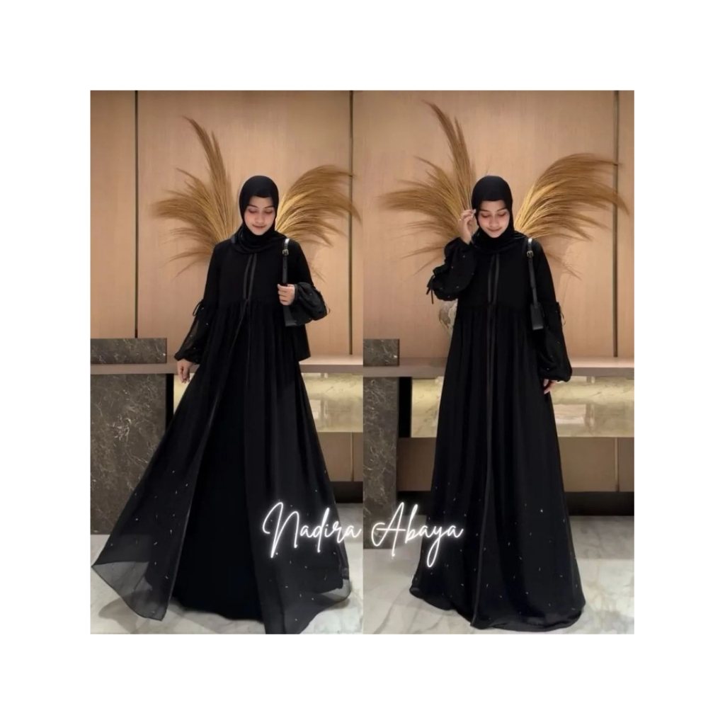 (Nadira Abaya) Gamis Abaya Kondangan/Pesta Terbaru 2026 Model Terbaru Ceruty Babydoll Aplikasi Payet