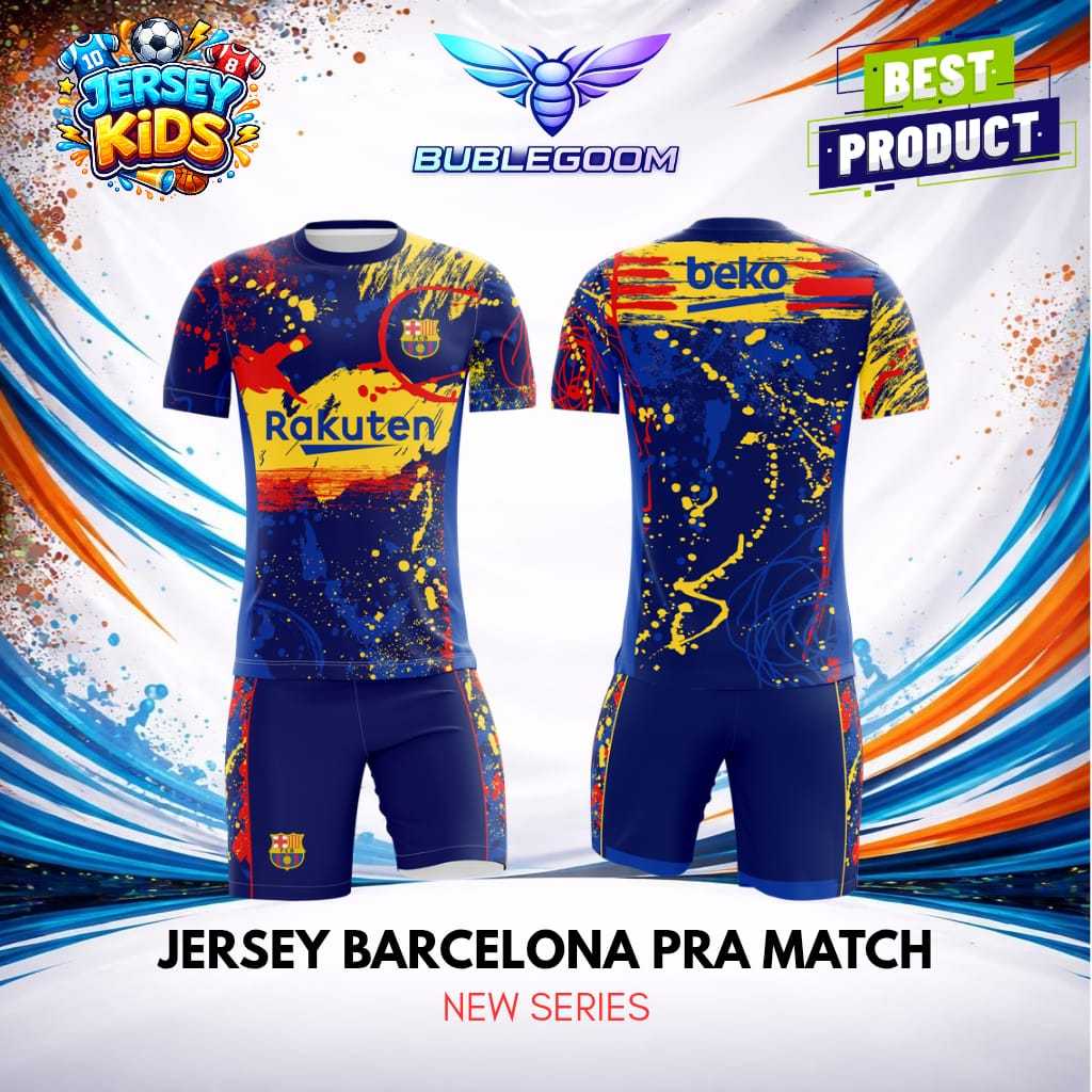 Jersey BARC4 Home Full Printing / JERSEY BARCELONA PRE-MATCH / Jersey kids BARCA / setelan bola anak