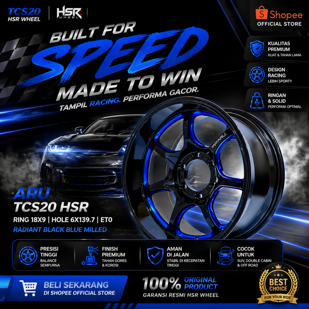 VELG HSR ORIGINAL RING 18 ARU TCS20 HSR R18X9 H6X139,7 ET0 RB/BLUE MILLED