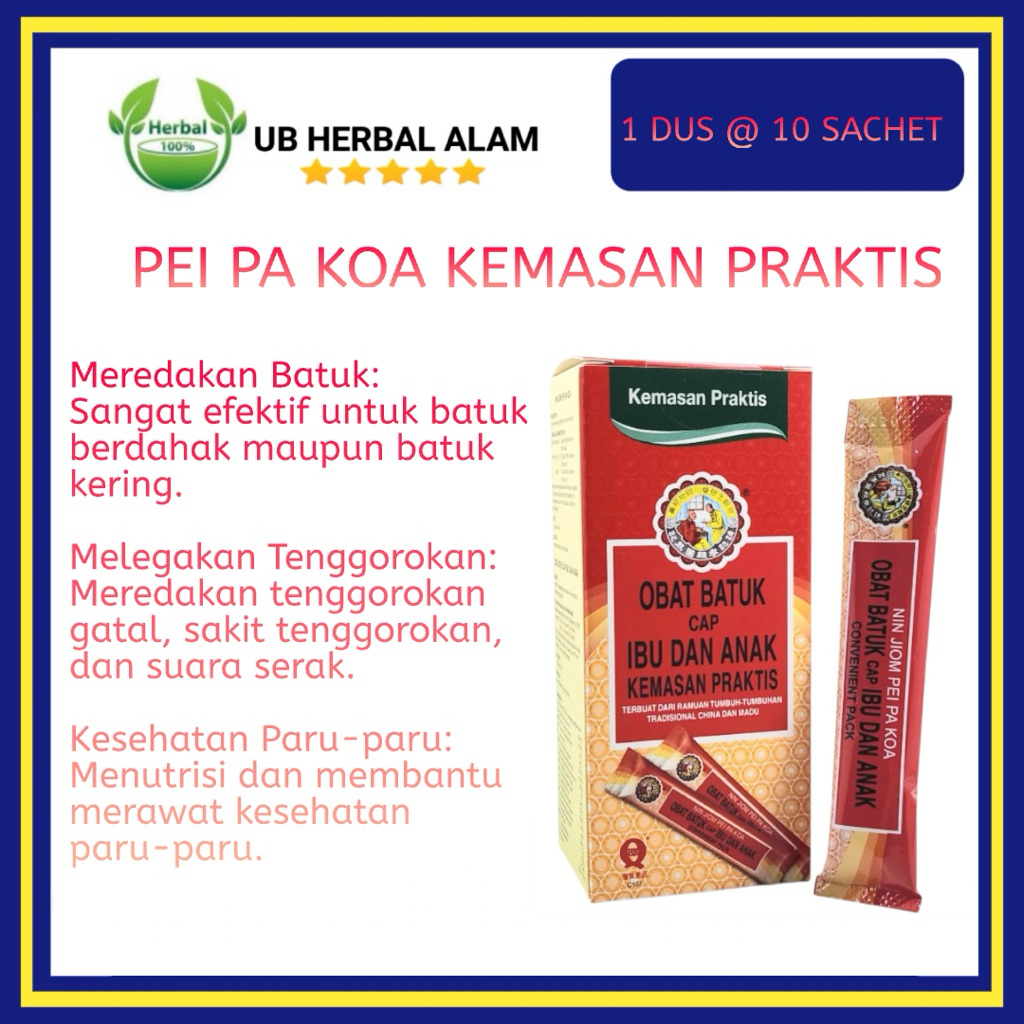Pei Pa Koa 1 Dus 10 Sachet / Obat Batuk Cap Ibu Dan Anak