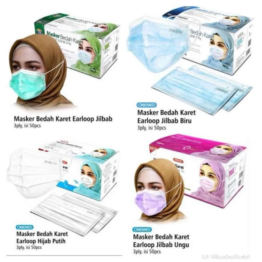 Masker Hijab Onemed isi 50 Pcs / Masker Jilbab Onemed / Masker Hijab Medis Onemed