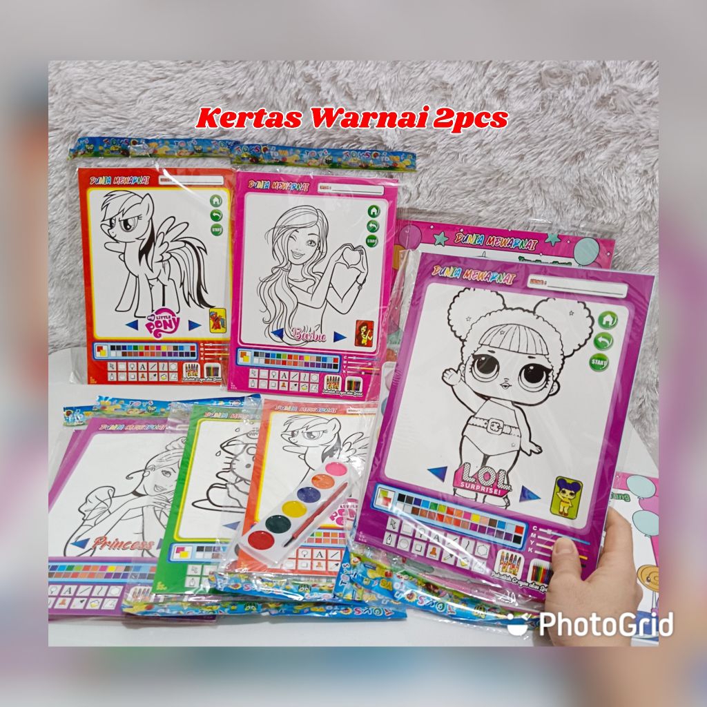 Kertas Mewarnai Cat Air Jumbo/Lukisan Cat Air Edukasi Anak