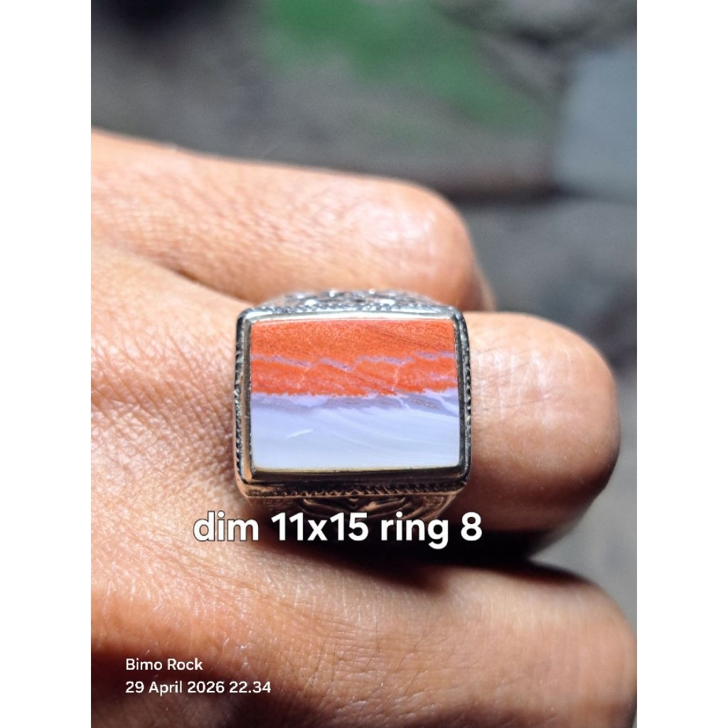 cincin batu akik Natural merah putih klawing