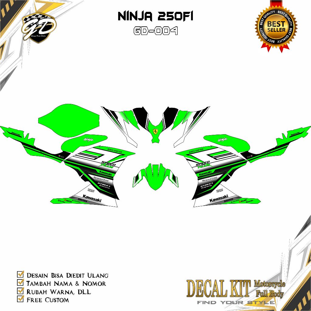 Decal ninja 250Fi FullBody Stiker Ninja 250Fi Full Body GD-004