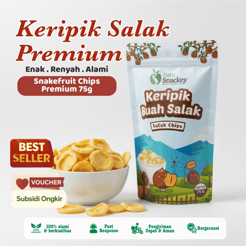Keripik Salak Premium 75g Vacum Frying Snack Sehat - keripik salak pouch