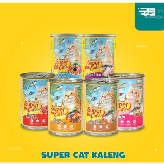 Makanan Kucing Basah Kaleng Super Cat KALENG ADULT 400 GR