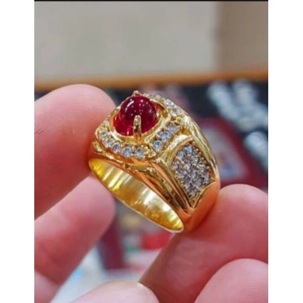 CINCIN BATU AKIK merah delima siam MD Bangkok asli
