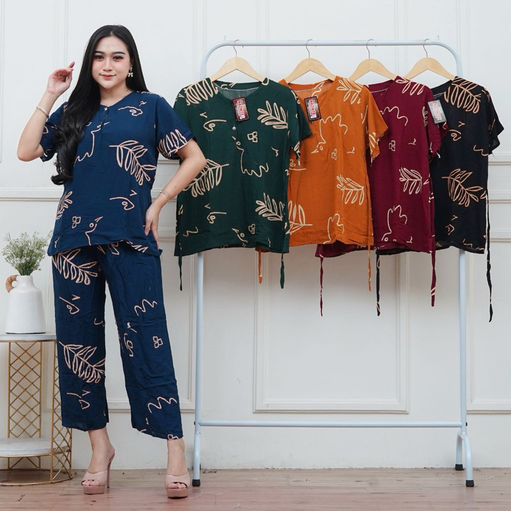 SETELAN PREMIUM ONE SET CROP TOP CELANA PAJANG BAHAN RAYON PREMIUM/ SETELAN WANITA LENGAN PENDEK KEK