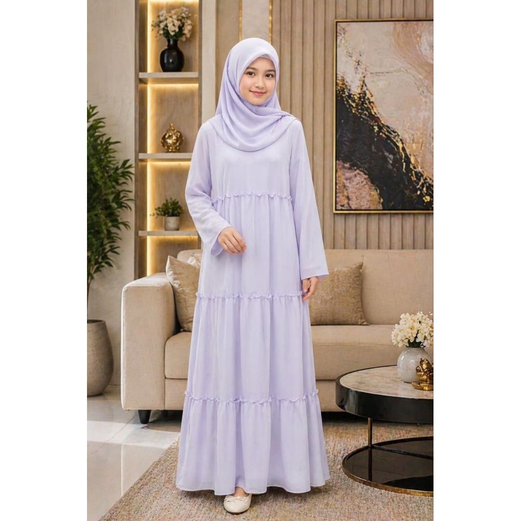 GAMISRUFFLE TIERETPOLOSHITAM PUTIH/ABAYA ANAK HITAM PUTIH/ABAYA VIRALL/GAMIS ANAK HITAM PUTIH/GAMIS 