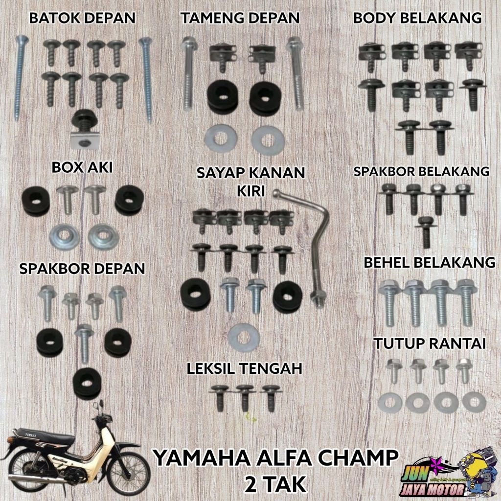 BAUT LENGKAP FULLSET BODY YAMAHA ALFA CHAMP 2 TAK / BAUT FULL SET BODI YAMAHA ALFA CHAMP 2T