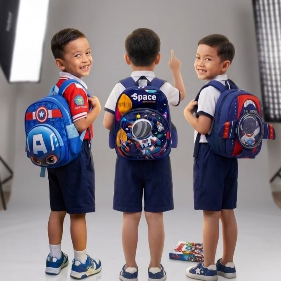 Tas anak paud TK laki laki Ransel anak 3D timbul tas paud TK karakter cowok laki laki