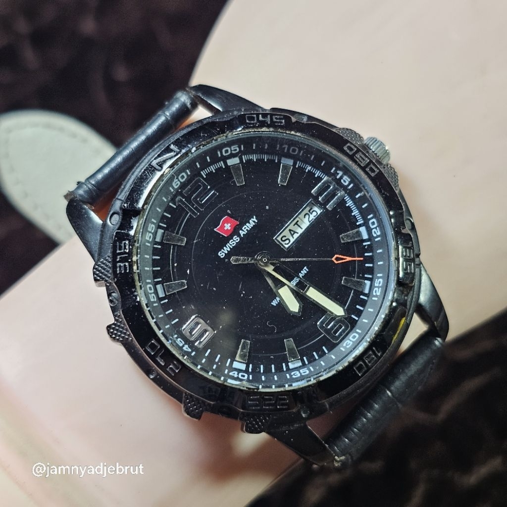 Jam Sw1zs 4rmy 10493GC All Stainless Steel Black Bekas