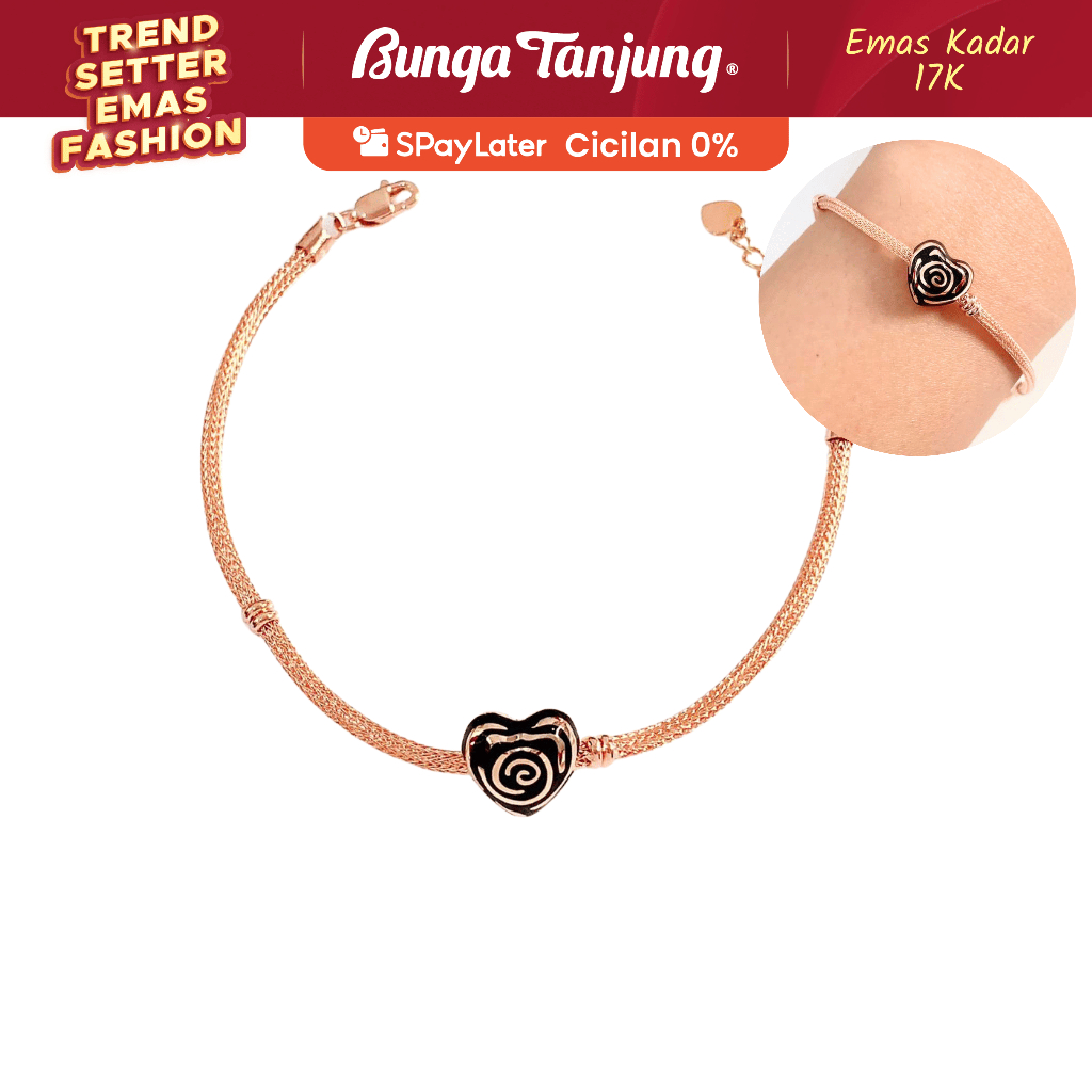 GELANG CHOKER BLACK LOVE- EMAS 17K - BUNGA TANJUNG GOLD