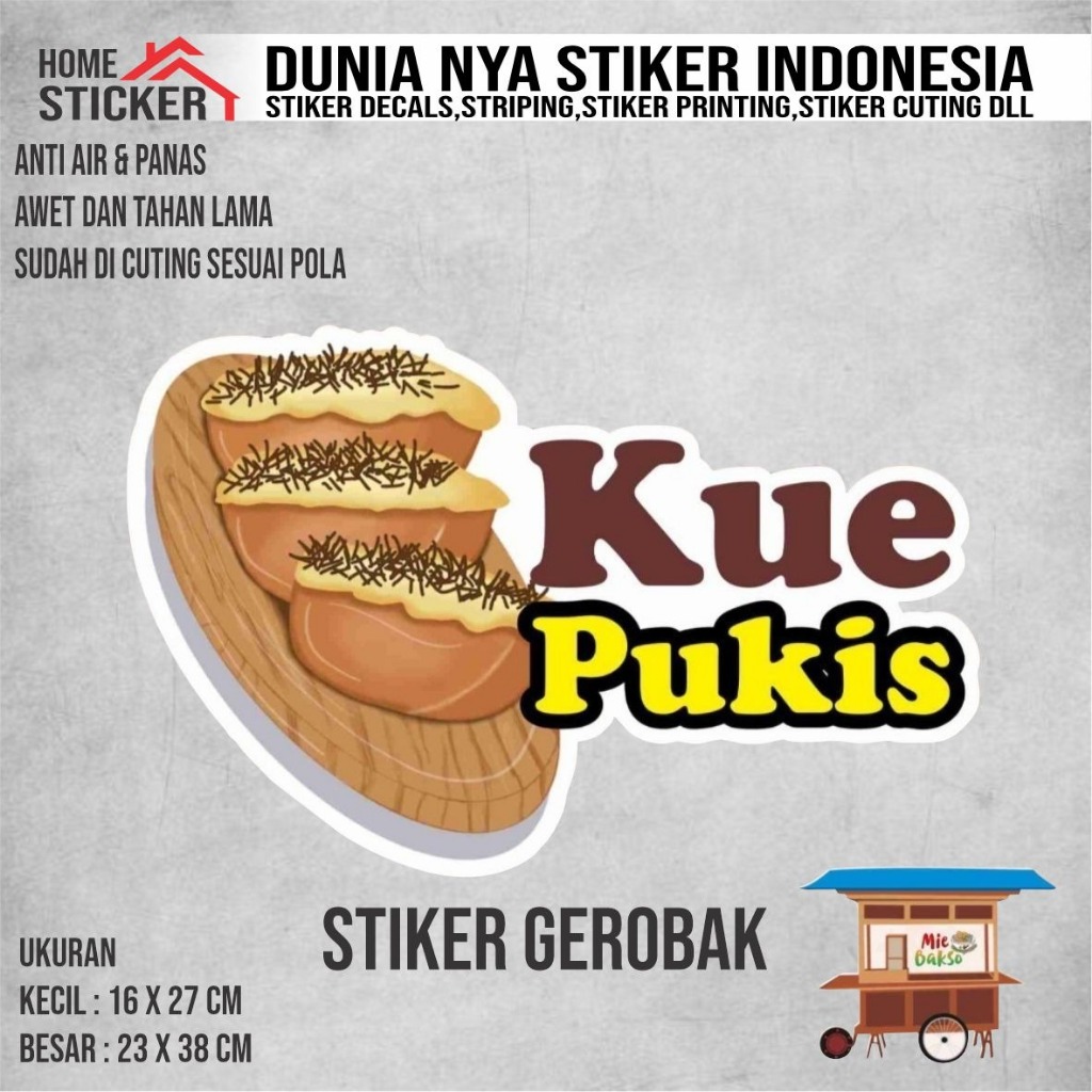 Stiker Kaca Gerobak Vinyl Kue Pukis / Label Makanan