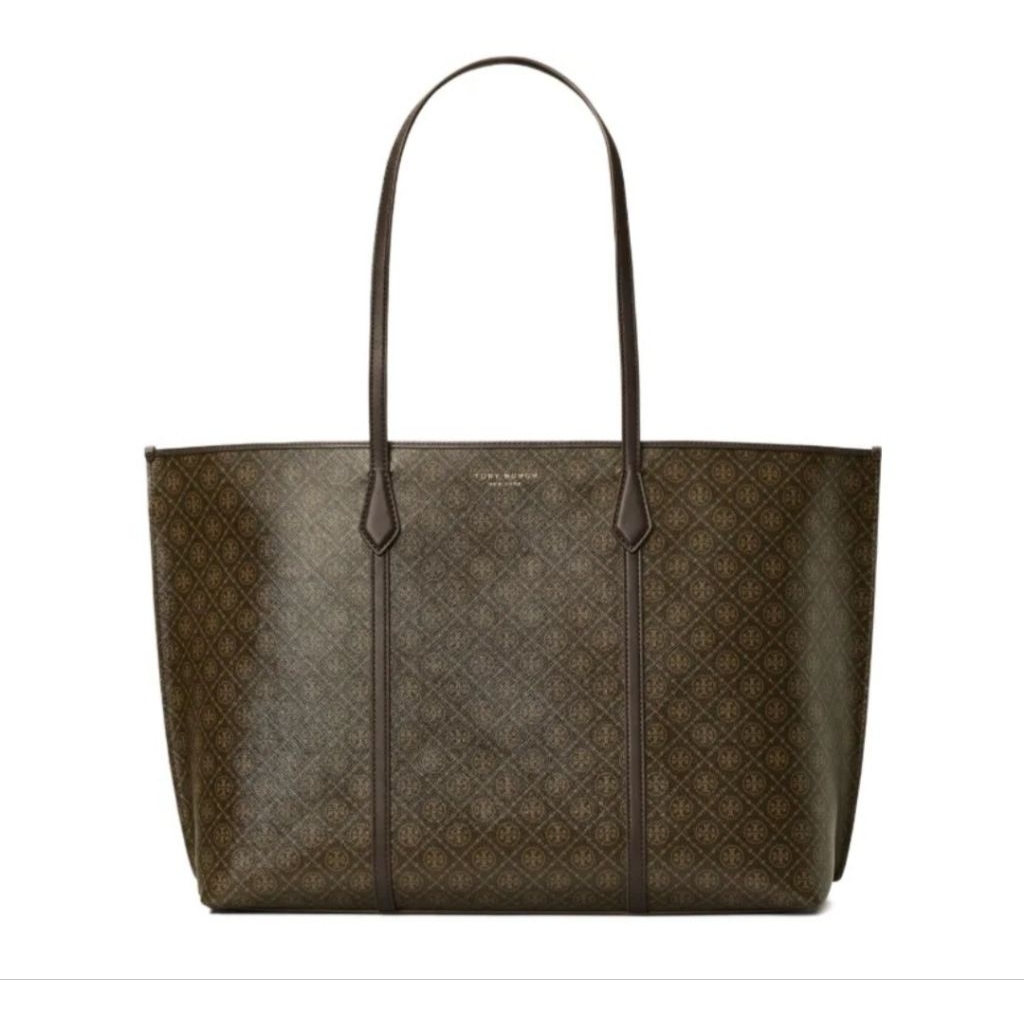Tas Tote TB Perry Logo Pattern Brown Authentic