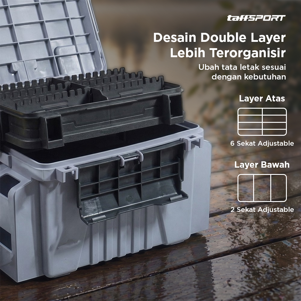 GL Kotak Perkakas Pancing Fishing Tackle Box Double Layer Hard Box