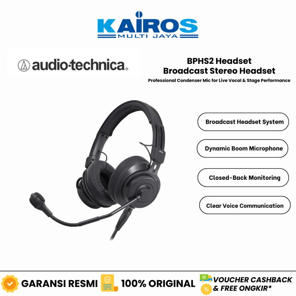 Audio-Technica BPHS2 Broadcast Stereo Headset