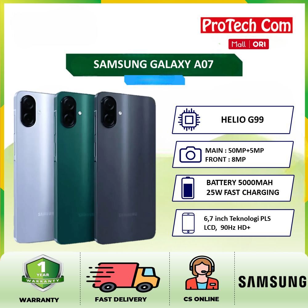 Samsung Galaxy A07  4G 4/64GB | 4/128GB | 6/128GB | 8/256GB [FREE ADAPTOR ORIGINAL SAMSUNG] - Garans