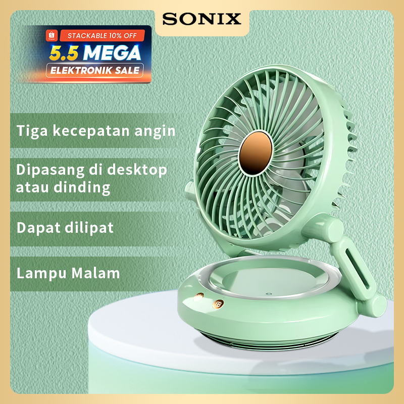 Sonix SF02 Kipas Angin Portable Kipas Angin Portable Cas Tidak Berisik Putar 90° Kipas Desktop Yang 