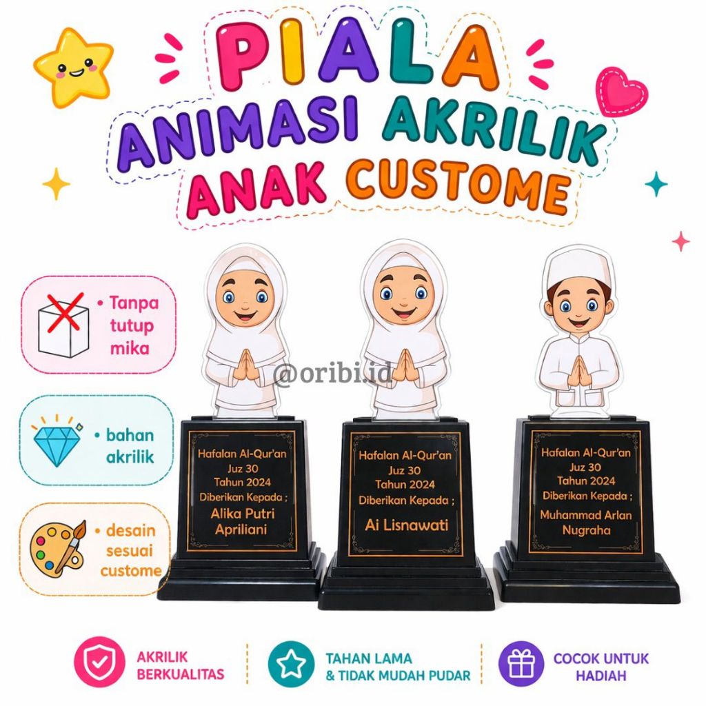 Piala Akrilik Custome tanpa box