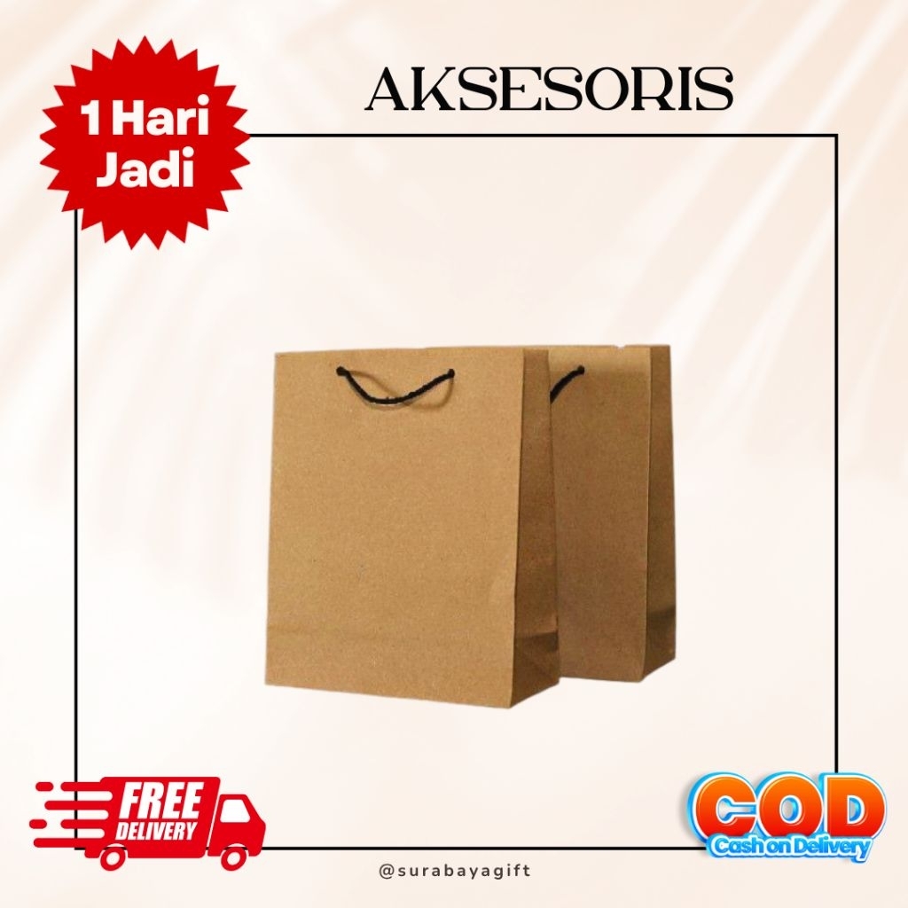 (WAJIB DENGAN PEMBELIAN HAMPERS) Paper Bag Coklat/Tas Kertas Coklat
