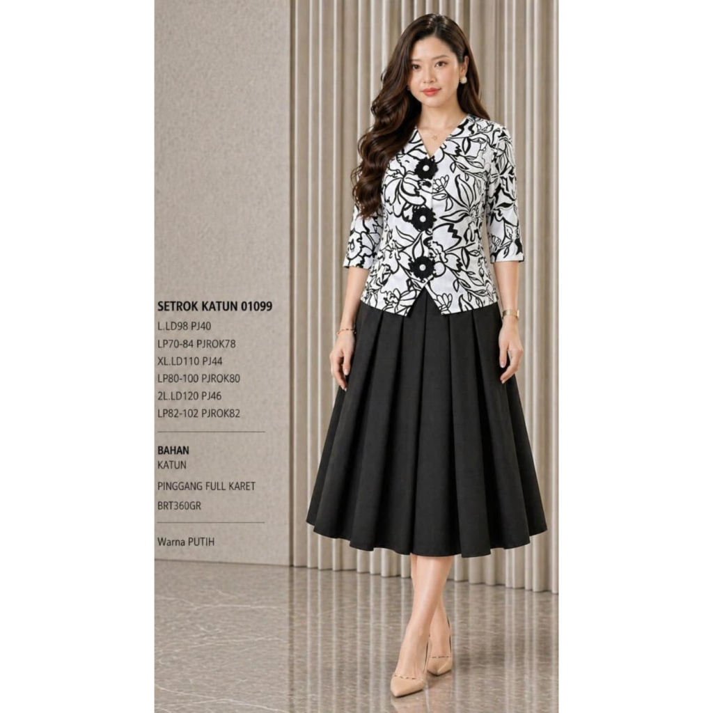 SET ROK WANITA DEWASA 01099 BAHAN KATUN TERSEDIA UKURAN STANDAR DAN JUMBO