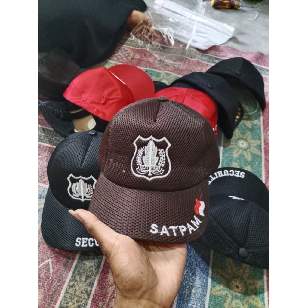 Topi satpam coklat/Topi dabelmes satpam coklat