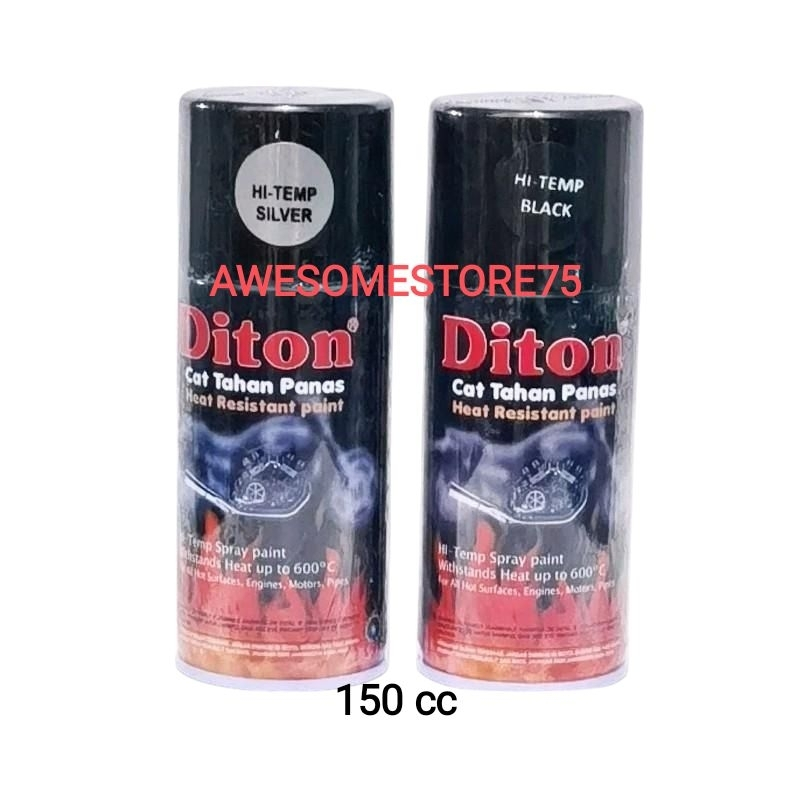 150ml DITON HI TEMP BLACK SILVER Hitam Perak Cat Semprot Pilox Pylox Tahan Panas 150cc 150 ml 150 cc