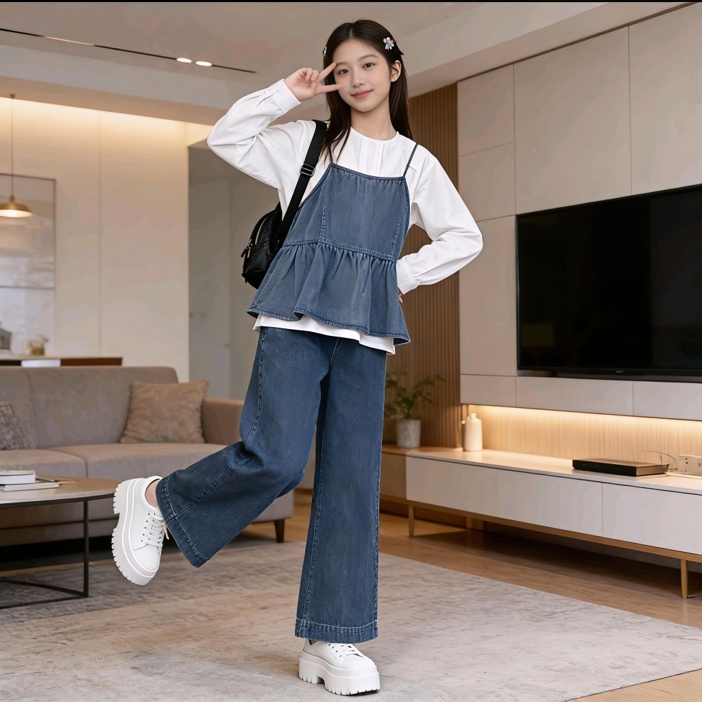 MM-031 SETELAN BAJU PANJANG 3IN1 ANAK PEREMPUAN IMPORT USIA 6-13 TAHUN SETELAN BAJU ATASAN BLOUSE TU