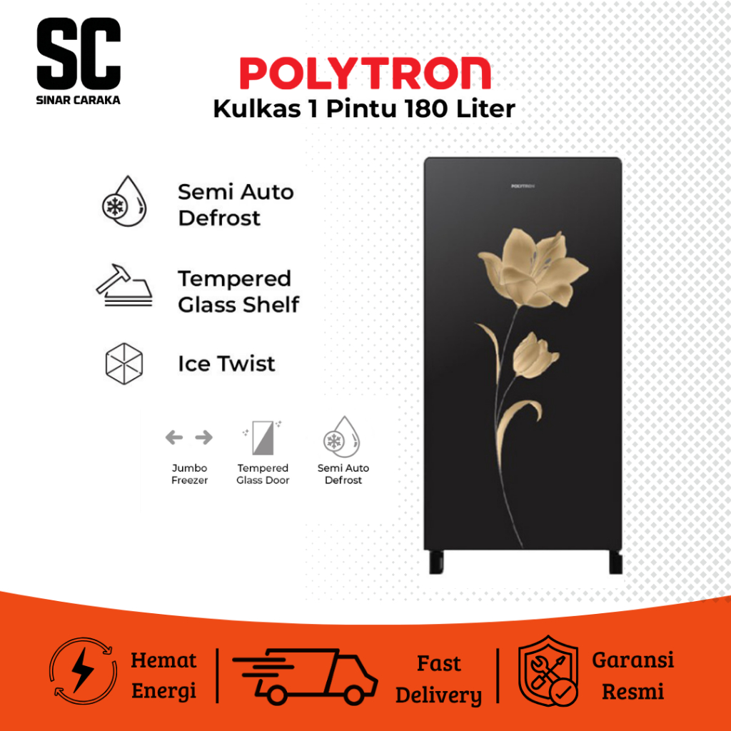 KULKAS 1 PINTU 18MN 180 liter polytron