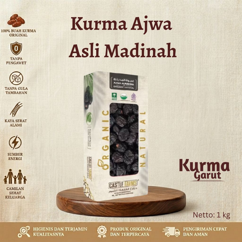 Kurma Ajwa Asli Madinah 1kg - Kurma Garut