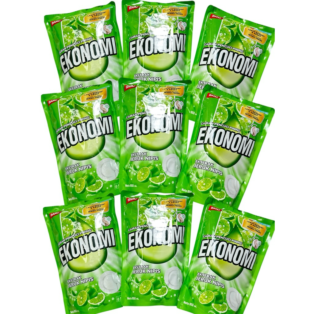 Ekonomi Power Liquid Sabun Cuci Piring Jeruk Nipis Pouch 650ml | Sabun Pencuci Piring Ekonomi