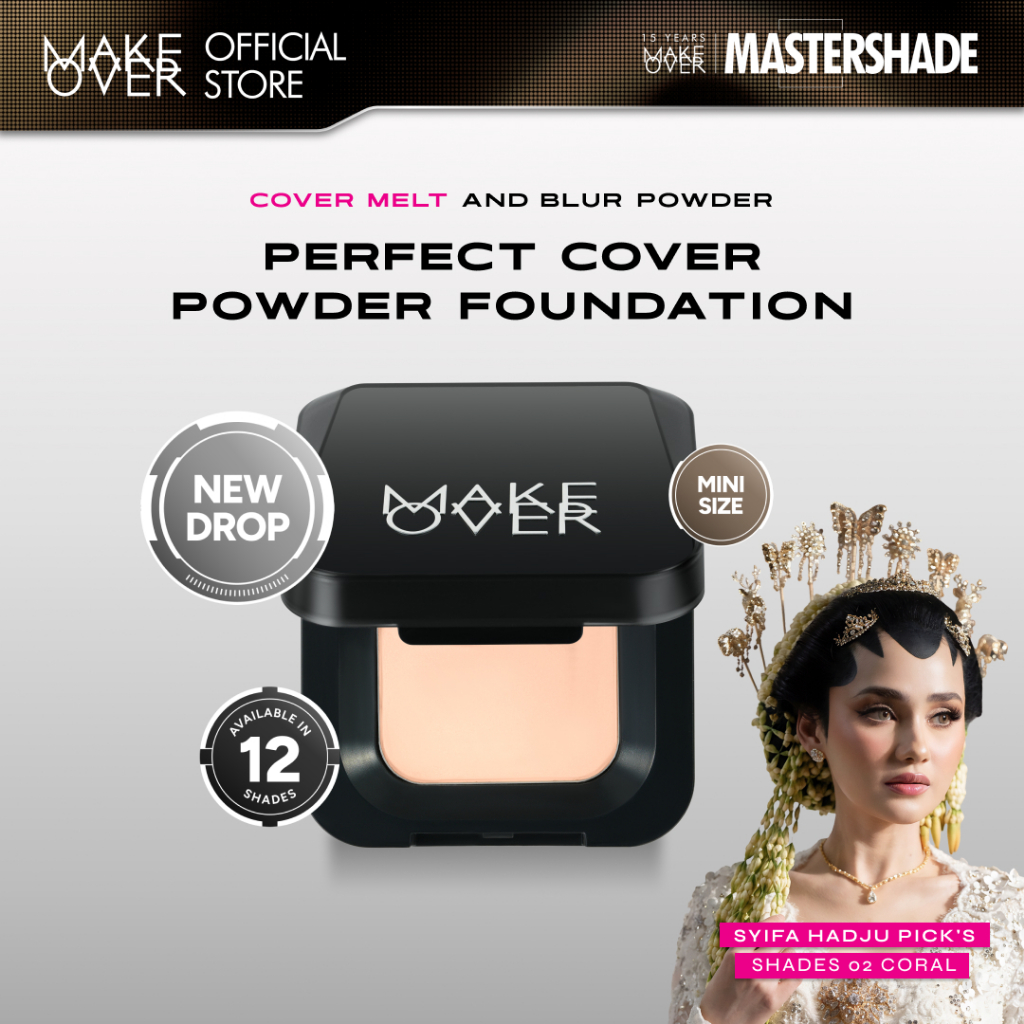 NEW MAKE OVER Perfect Cover Powder Foundation Mini - TWC Two Way Cake Ukuran Mini Cover Melt and Blu