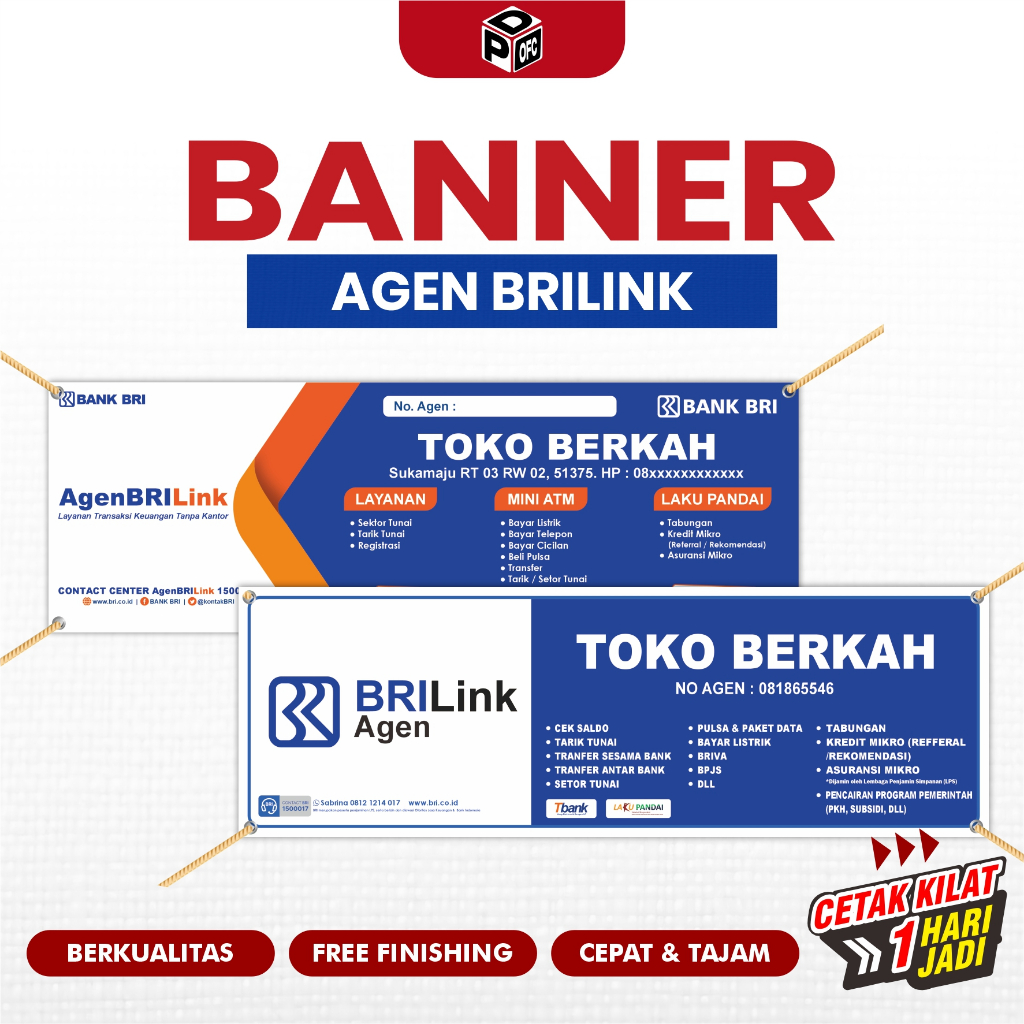 Banner / Spanduk Agen BRILink Custom Nama Toko