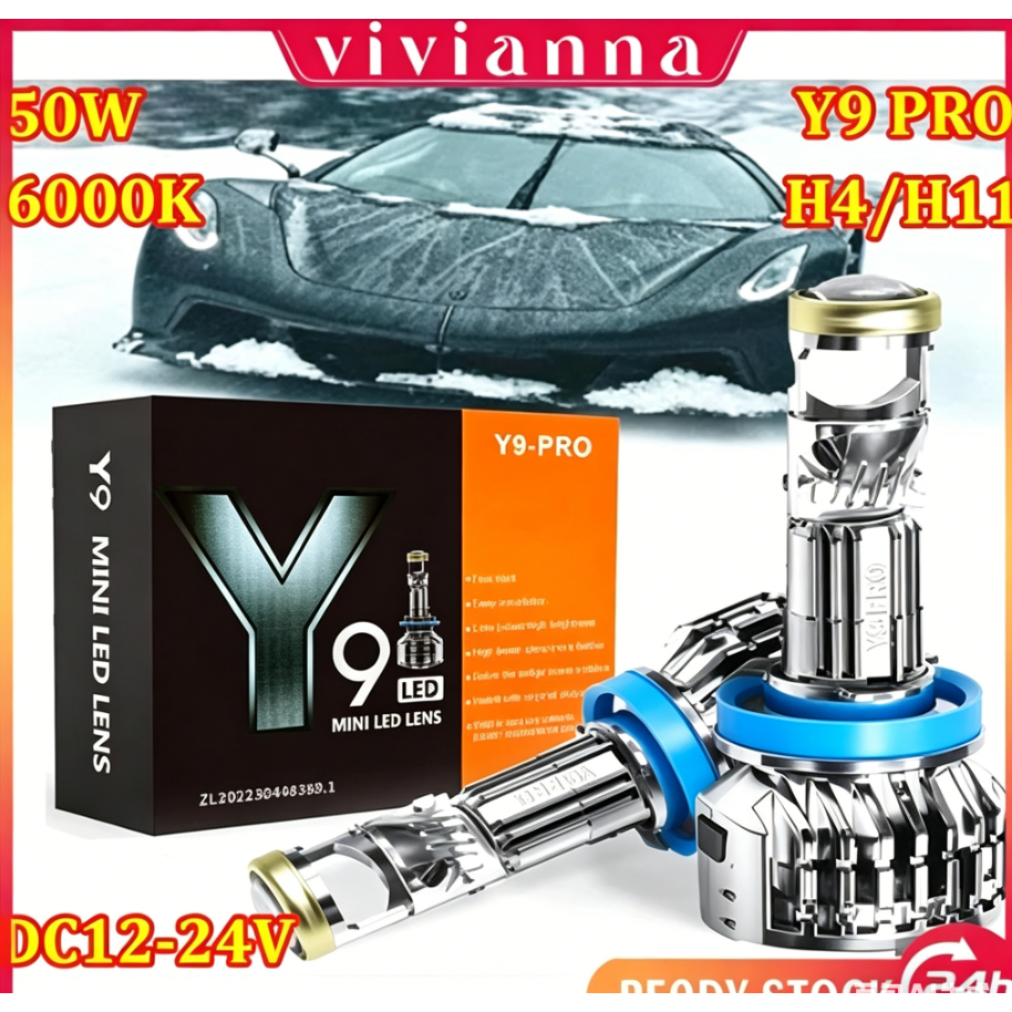 Sepasang 2PCS*Y9 Pro Mini Projector H4 Lampu Led Mobil H11 aes 50 Watt Lampu Led Y7d H4 Original Fog